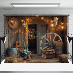 Aperturee - Aperturee Lighted Wooden Barn Horse Cowboy Cake Smash Backdrop