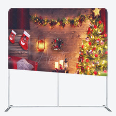 Aperturee - Aperturee Lighting Cabin Merry Christmas Pillow Cover Backdrop