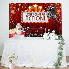 Aperturee - Aperturee Lights Camera Action Red Carpet Birthday Backdrop