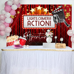 Aperturee - Aperturee Lights Camera Action Red Carpet Birthday Backdrop