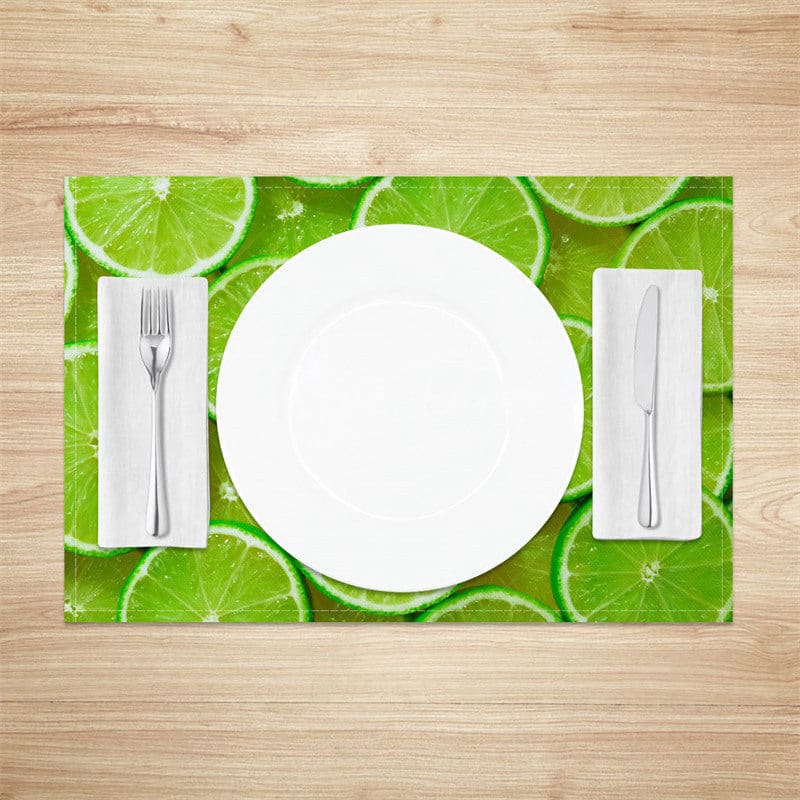 Aperturee - Aperturee Lime Slices Fruit Set of 4 Placemats For Dining