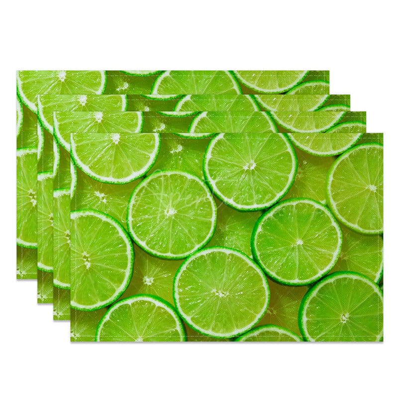 Aperturee - Aperturee Lime Slices Fruit Set of 4 Placemats For Dining