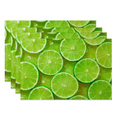 Aperturee - Aperturee Lime Slices Fruit Set of 4 Placemats For Dining