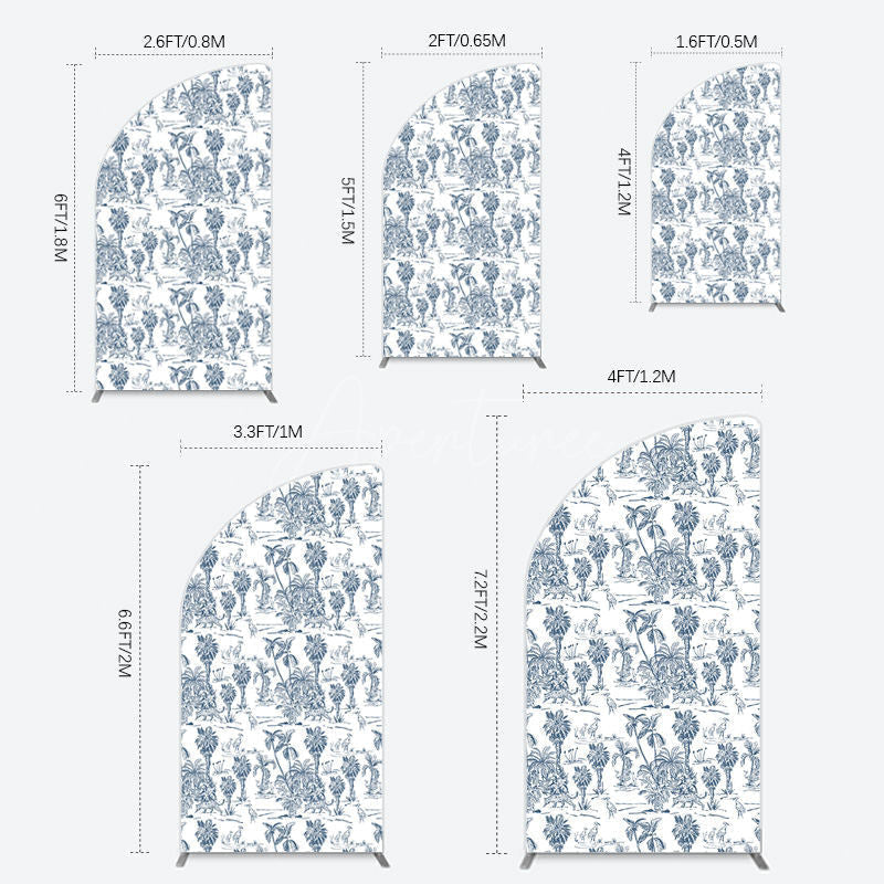Aperturee - Aperturee Line Trees Wetland Animals Birthday Half Moon Arch Backdrop