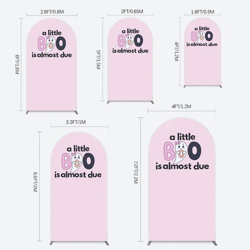 Aperturee - Aperturee Little Boo Almost Due Pink Baby Shower Arch Backdrop