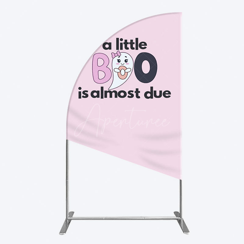Aperturee - Aperturee Little Boo Almost Due Pink Baby Shower Half Moon Arch Backdrop
