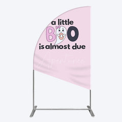 Aperturee - Aperturee Little Boo Almost Due Pink Baby Shower Half Moon Arch Backdrop