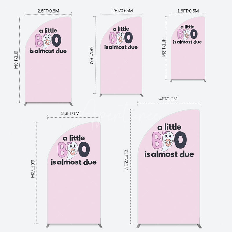 Aperturee - Aperturee Little Boo Almost Due Pink Baby Shower Half Moon Arch Backdrop