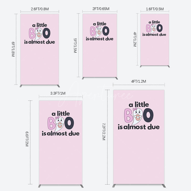Aperturee - Aperturee Little Boo Almost Due Pink Baby Shower Rectangle Backdrop