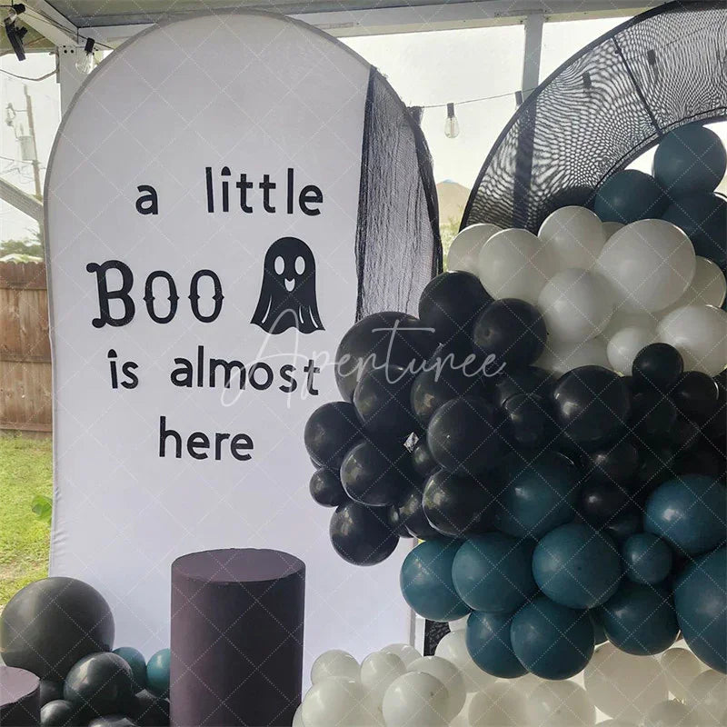 Aperturee - Aperturee Little Boo Almost Here Baby Shower Arch Backdrop