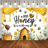 Aperturee - Aperturee Little Honey Is On The Way Cute Baby Shower Backdrop