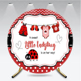 Aperturee - Aperturee Little Ladybug Round Backdrop Red Polka Dot and Bug Clothing Baby Shower Decoration
