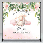 Aperturee - Aperturee Little Lamp Floral Custom Name Baby Shower Backdrop