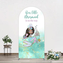 Aperturee - Aperturee Little Mermaid Aqua Green Baby Shower Arch Backdrop