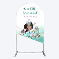 Aperturee - Aperturee Little Mermaid Aqua Green Baby Shower Arch Backdrop