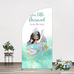 Aperturee - Aperturee Little Mermaid Aqua Green Baby Shower Half Moon Arch Backdrop