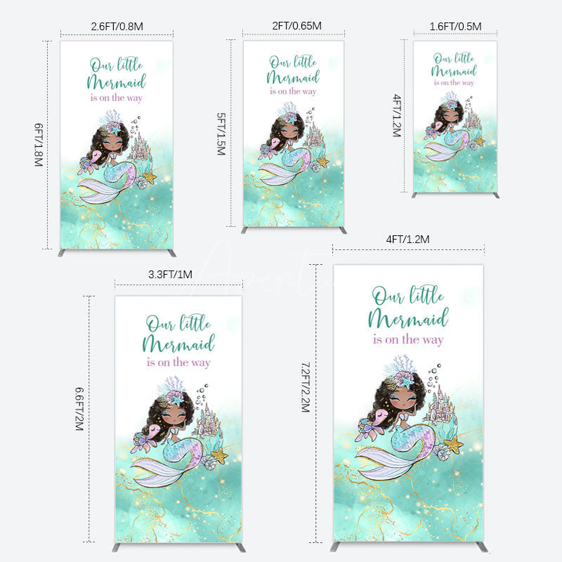 Aperturee - Aperturee Little Mermaid Aqua Green Baby Shower Rectangle Backdrop