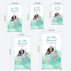 Aperturee - Aperturee Little Mermaid Aqua Green Baby Shower Rectangle Backdrop