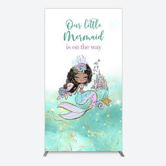 Aperturee - Aperturee Little Mermaid Aqua Green Baby Shower Rectangle Backdrop