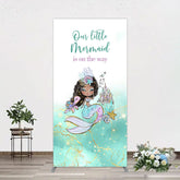 Aperturee - Aperturee Little Mermaid Aqua Green Baby Shower Rectangle Backdrop