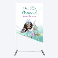 Aperturee - Aperturee Little Mermaid Aqua Green Baby Shower Rectangle Backdrop