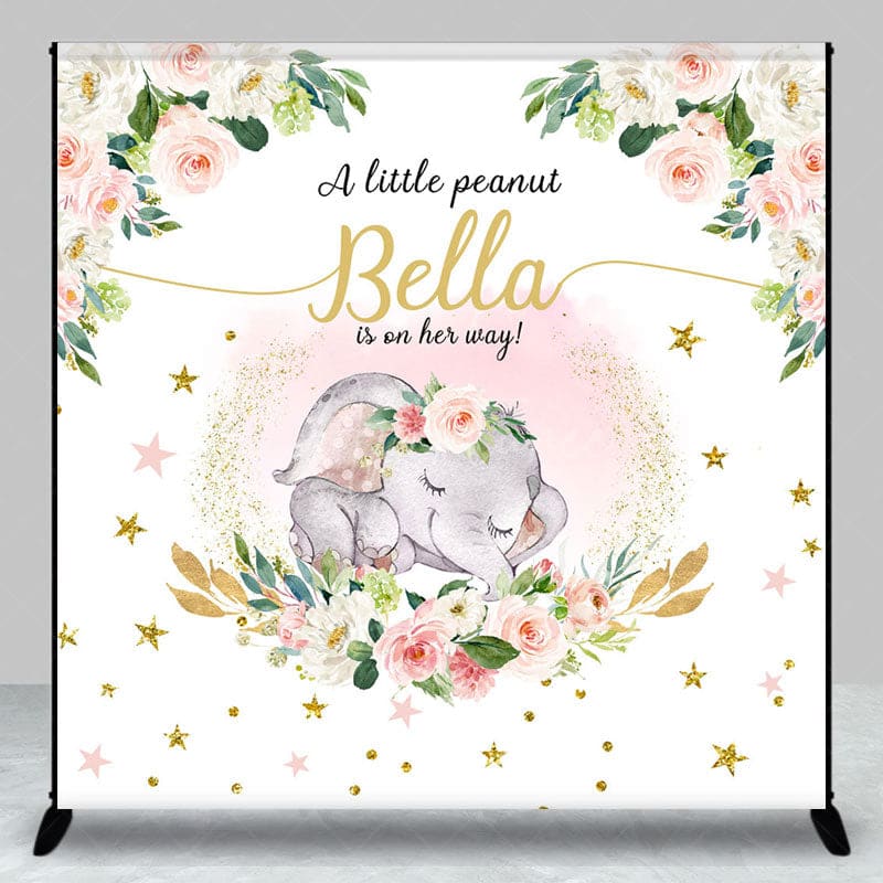 Aperturee - Aperturee Little Peanut Is On Her Way Custom Baby Shower Backdrop