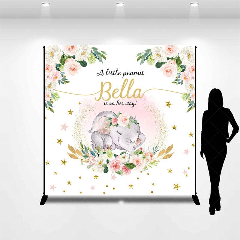 Aperturee - Aperturee Little Peanut Is On Her Way Custom Baby Shower Backdrop