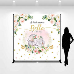 Aperturee - Aperturee Little Peanut Is On Her Way Custom Baby Shower Backdrop