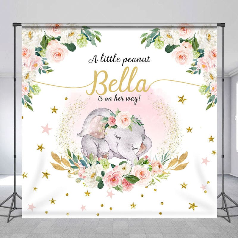 Aperturee - Aperturee Little Peanut Is On Her Way Custom Baby Shower Backdrop