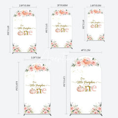 Aperturee - Aperturee Little Pumpkin Pink Floral 1st Birthday Arch Backdrop