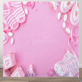 Aperturee - Aperturee Little Socks Shoes Pink Baby Shower Backdrop For Girls