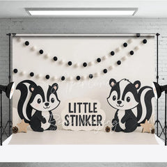 Aperturee - Aperturee Little Stinker Cartoon Skunk Photo Backdrop Woodland Animal Birthday Photography Background