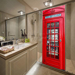 Aperturee - Aperturee London Red Phone Booth Mural Door Cover For Decor