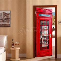 Aperturee - Aperturee London Red Phone Booth Mural Door Cover For Decor