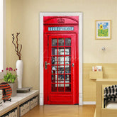 Aperturee - Aperturee London Red Phone Booth Mural Door Cover For Decor