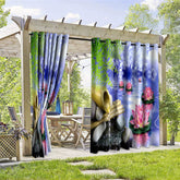 Aperturee - Aperturee Lotus Lantern Waterproof Printed Outdoor Curtains