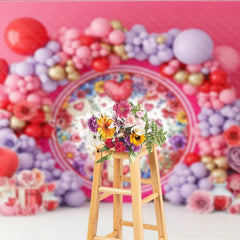 Aperturee - Aperturee Love Letter Valentine Day Backdrop Floral Wreath Envelopes Balloon Garland Background Romantic Photography Decor