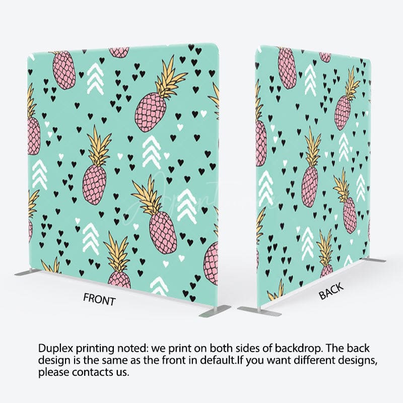 Aperturee - Aperturee Love Pink Pineapple Turquoise Birthday Backdrop For Kids