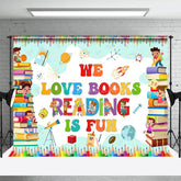 Aperturee - Aperturee Love Reading Pencils Cartoon World Book Day Backdrop