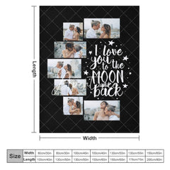 Aperturee - Aperturee Love You To The Moon Back Black Custom Photo Blanket