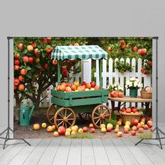 Aperturee - Aperturee Lovely Apple Orchard Car Fence Photography Backdrop