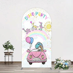 Aperturee - Aperturee Lovely Cartoon Sunny Rainbow Birthday Arch Backdrop