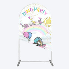 Aperturee - Aperturee Lovely Cartoon Sunny Rainbow Birthday Arch Backdrop