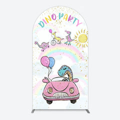 Aperturee - Aperturee Lovely Cartoon Sunny Rainbow Birthday Arch Backdrop