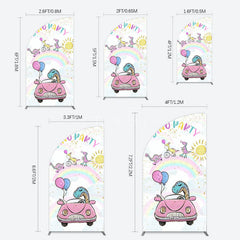 Aperturee - Aperturee Lovely Cartoon Sunny Rainbow Birthday Half Moon Arch Backdrop