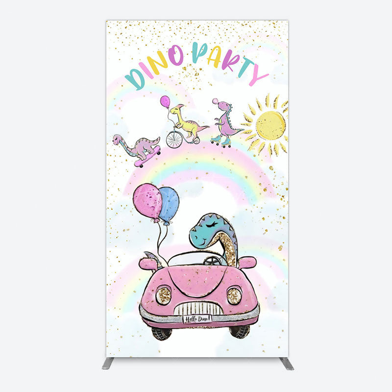 Aperturee - Aperturee Lovely Cartoon Sunny Rainbow Birthday Rectangle Backdrop