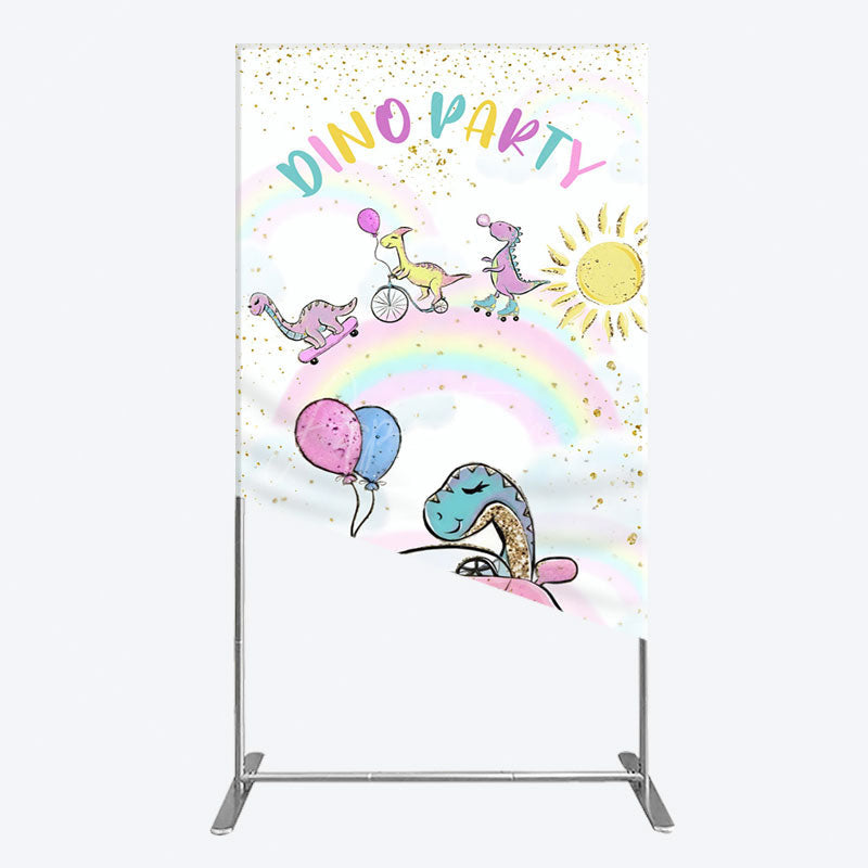 Aperturee - Aperturee Lovely Cartoon Sunny Rainbow Birthday Rectangle Backdrop