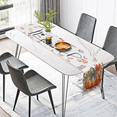 Aperturee - Aperturee Lovely Fall Table Runner with Pumpkin Maple Leaves and Bow for Cute Thanksgiving and Autumn Decor
