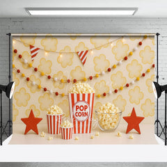 Aperturee - Aperturee Lovely Popcorn Flag Light Photo Cake Smash Backdrop