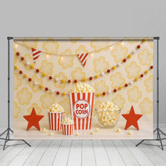 Aperturee - Aperturee Lovely Popcorn Flag Light Photo Cake Smash Backdrop